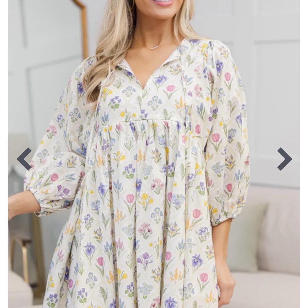 Maternity/Nursing Floral Print Dress with Balloon Sleeves